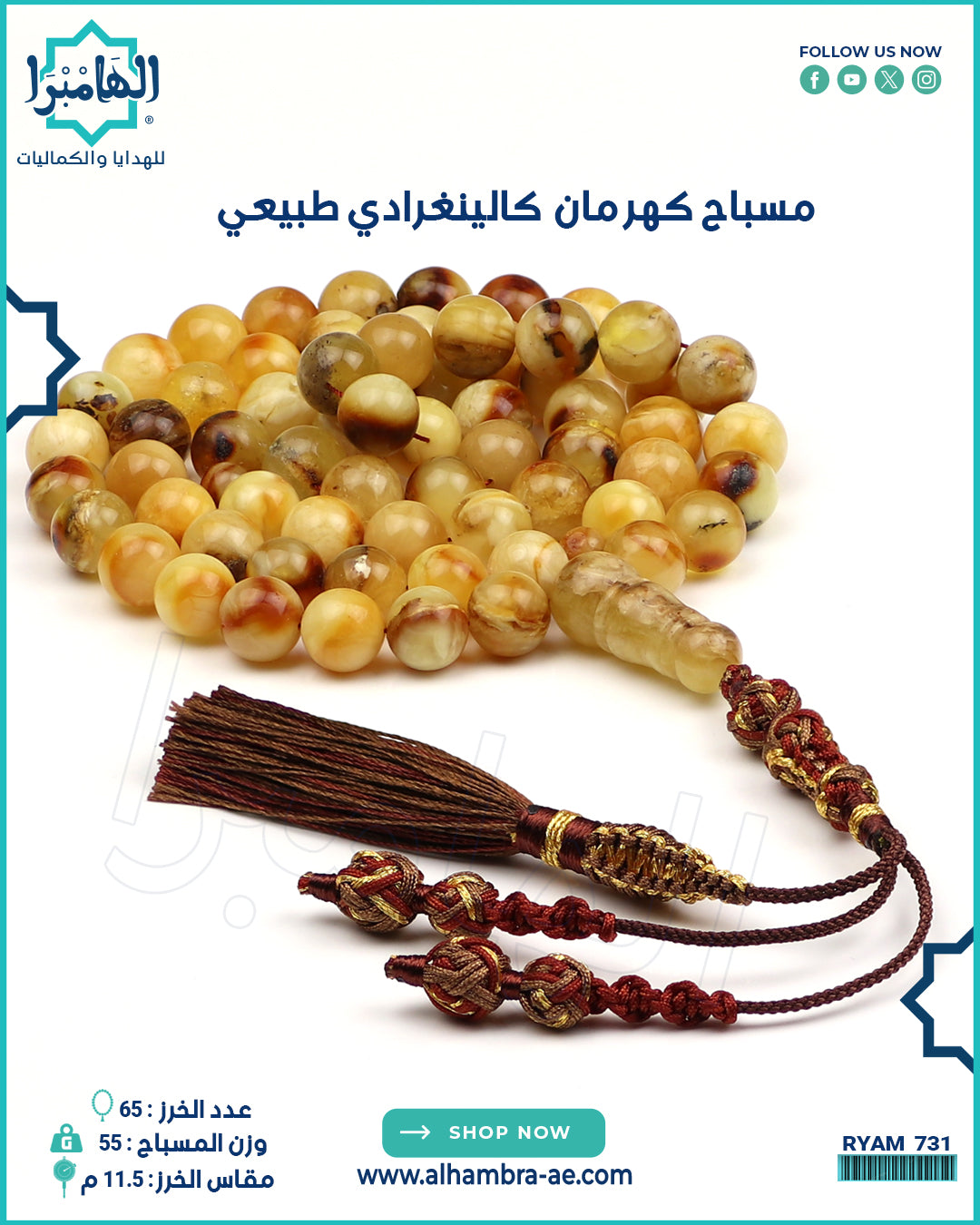 مسباح كهرمان كالينغرادي طبيعي