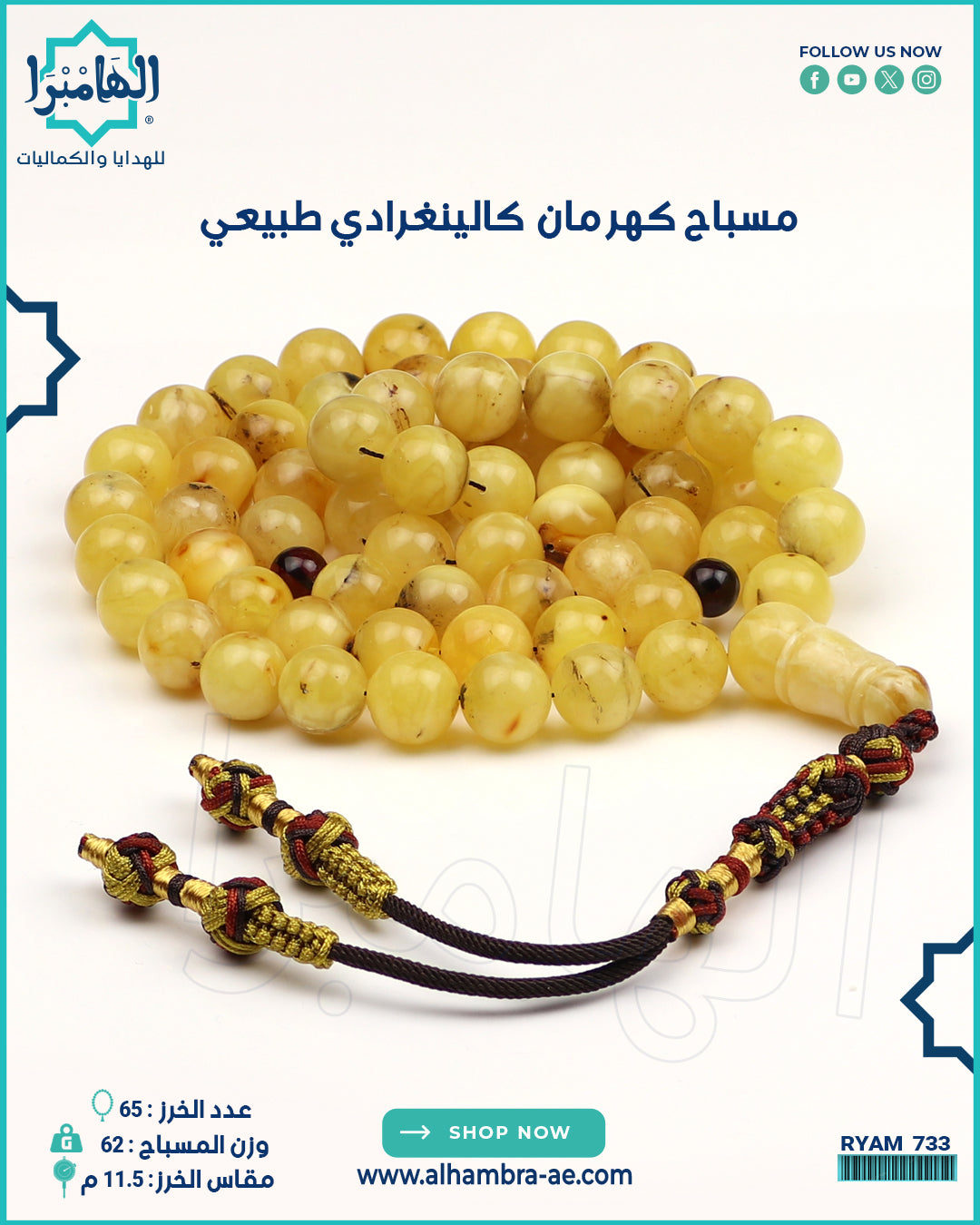 مسباح كهرمان كالينغرادي طبيعي