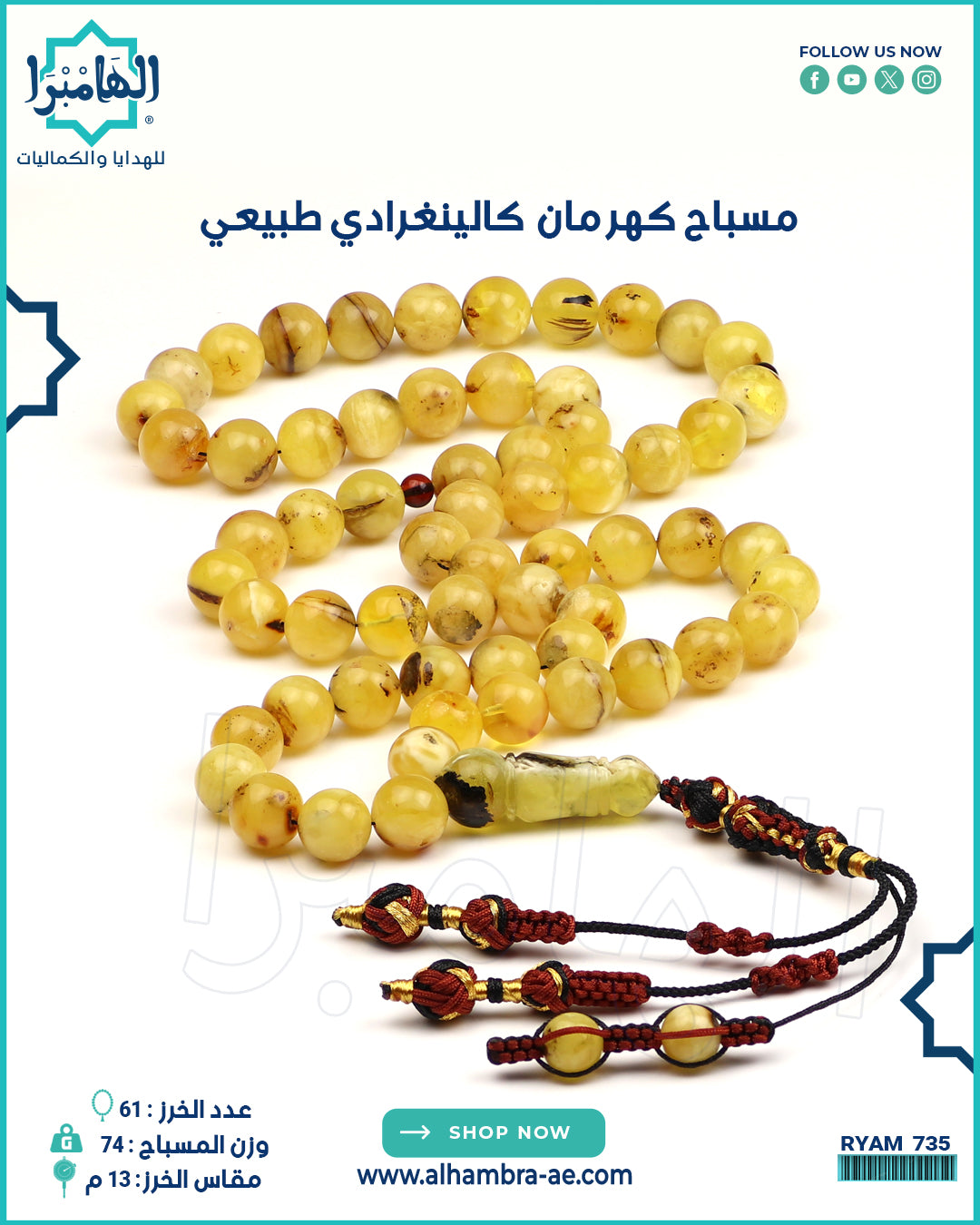 مسباح كهرمان كالينغرادي طبيعي