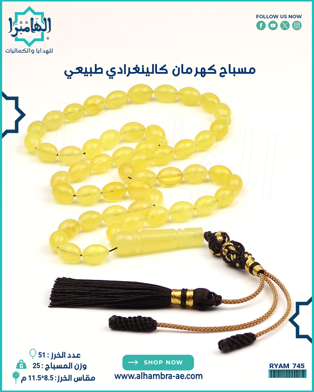 مسباح كهرمان كالينغرادي طبيعي