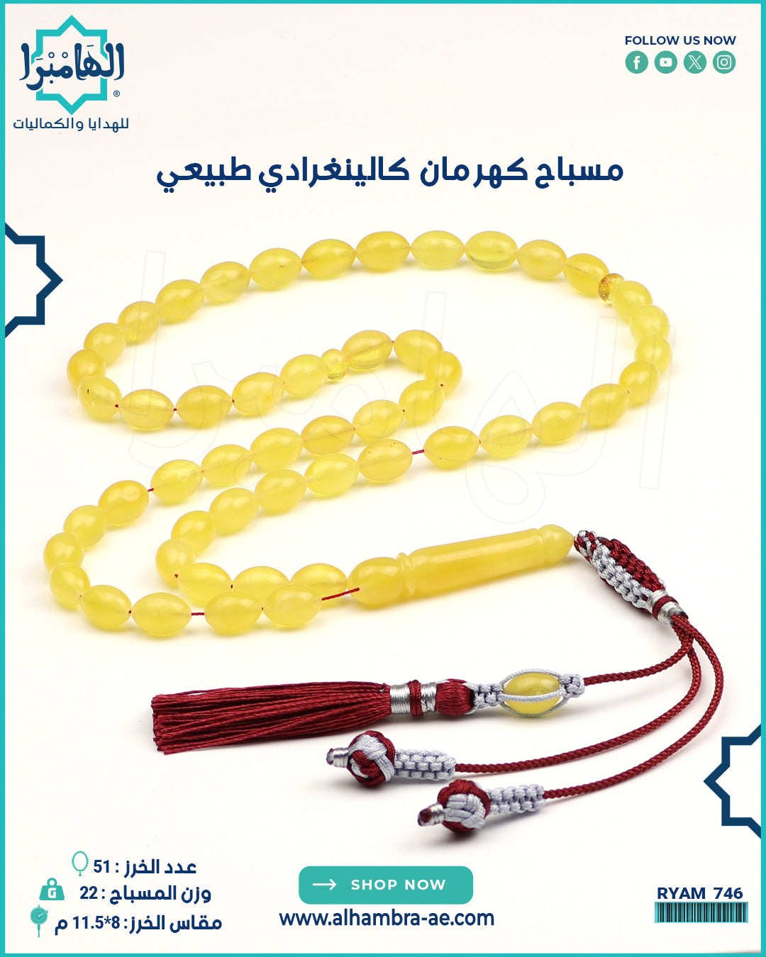 مسباح كهرمان كالينغرادي طبيعي