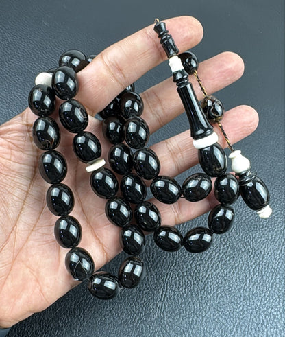 مسباح مرجان اسود طبيعي معشق بالعاج (يسر)